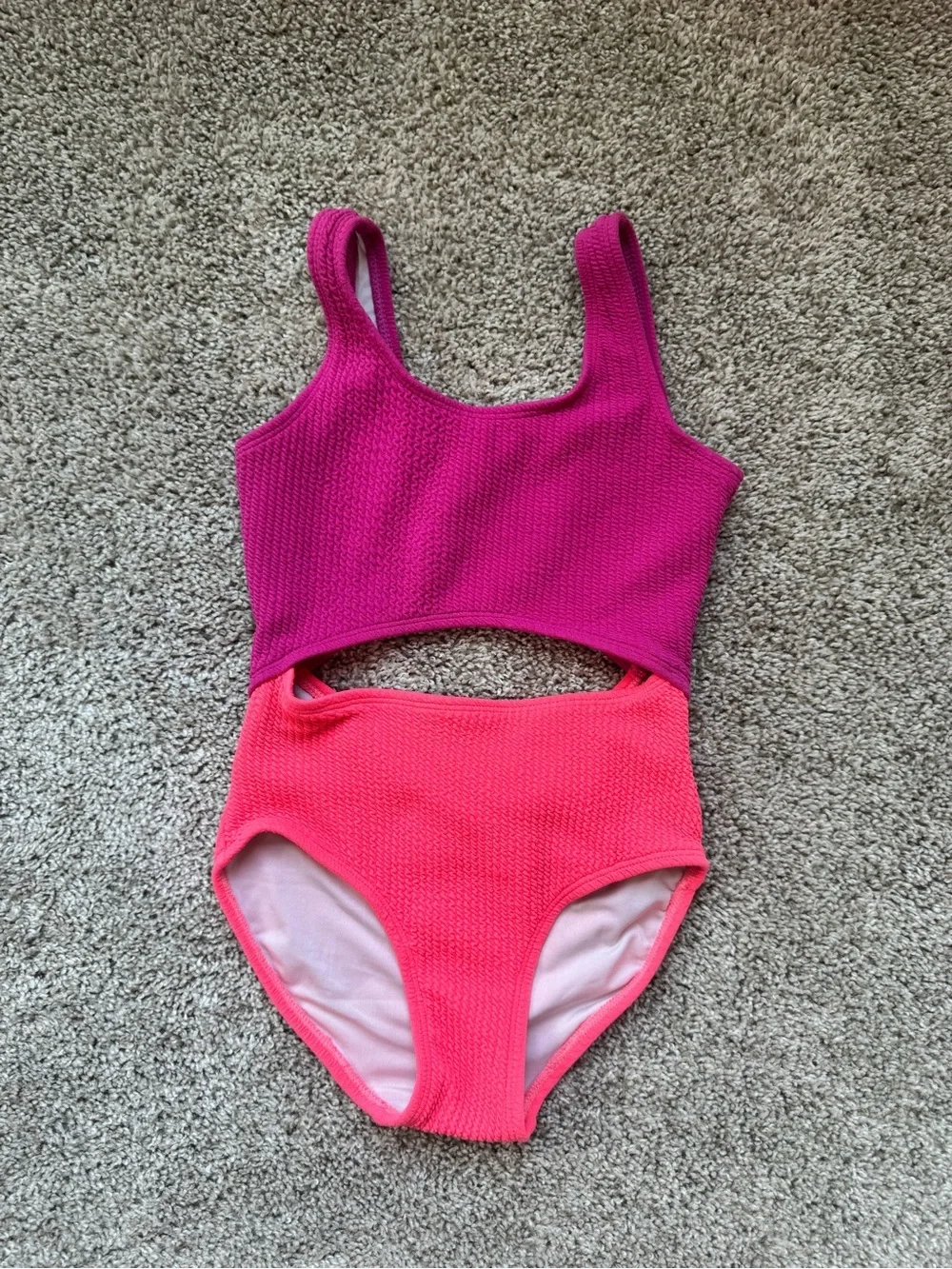 Old Navy Girls Color Block Cutout One Piece Swimsuit Textured Swm Size Small 6/7